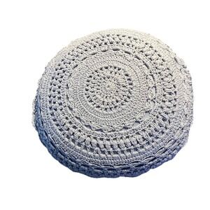 Round‎ Crochet Decorative Pillow Blue Boho Chic Accent Pillow Lavender Feminine